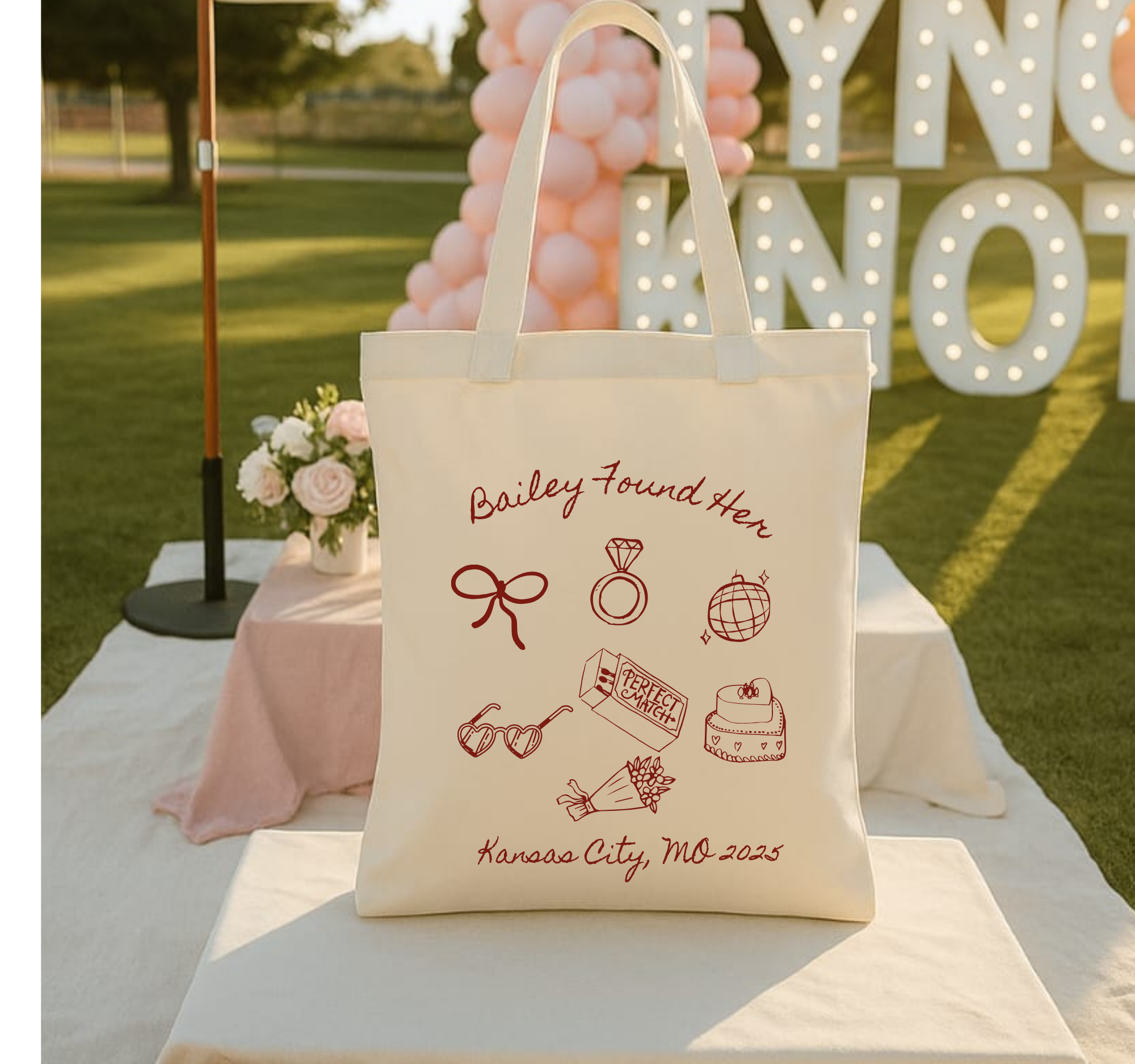 Tying The Knot Bachelorette Tote Customizable Bridal Shower Welcome Bags