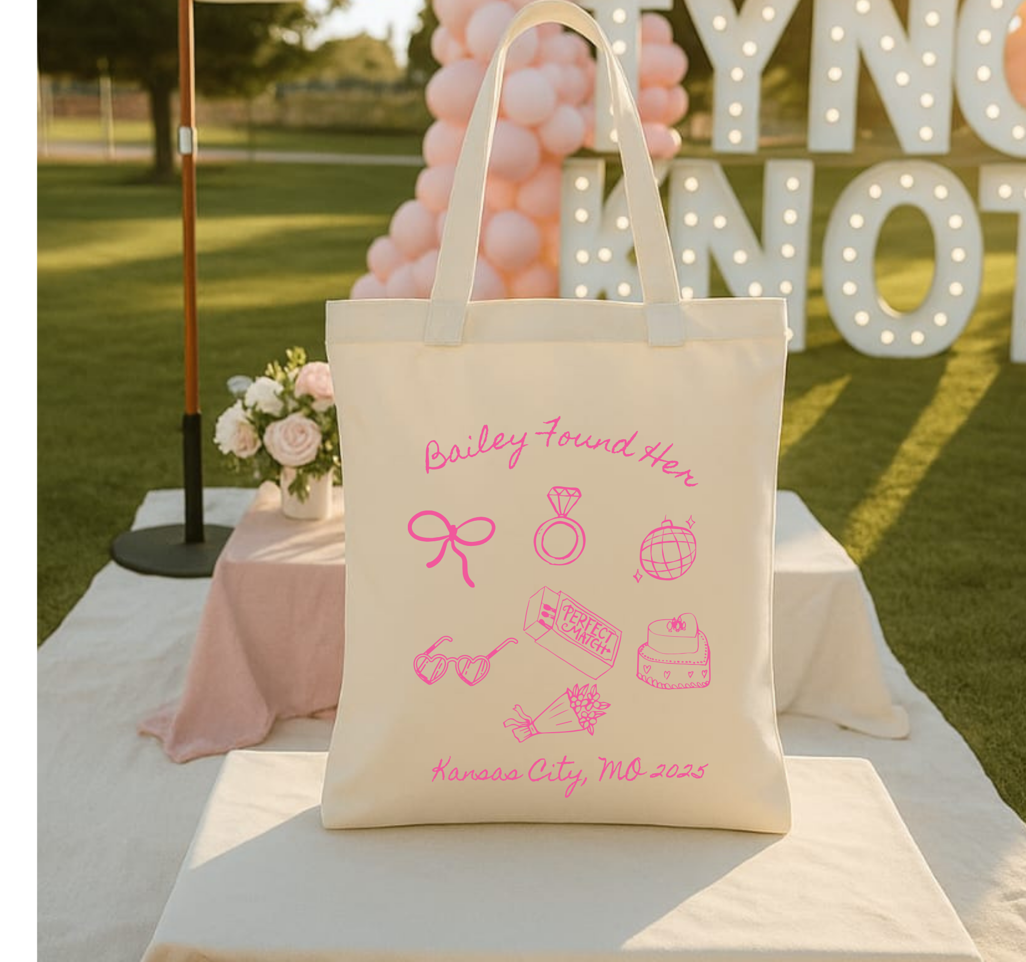 Tying The Knot Bachelorette Tote Customizable Bridal Shower Welcome Bags