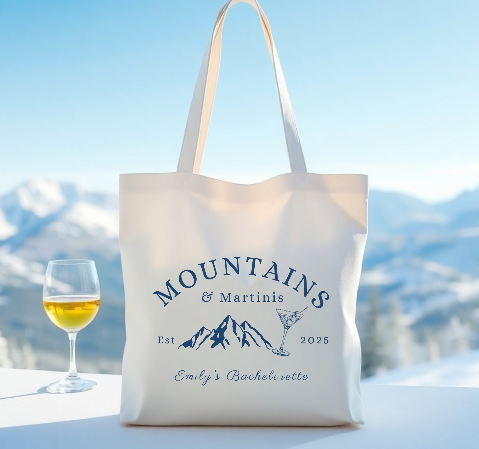 Mountain And Martinis Bachelorette Tote Customizable Wedding Favor Bag