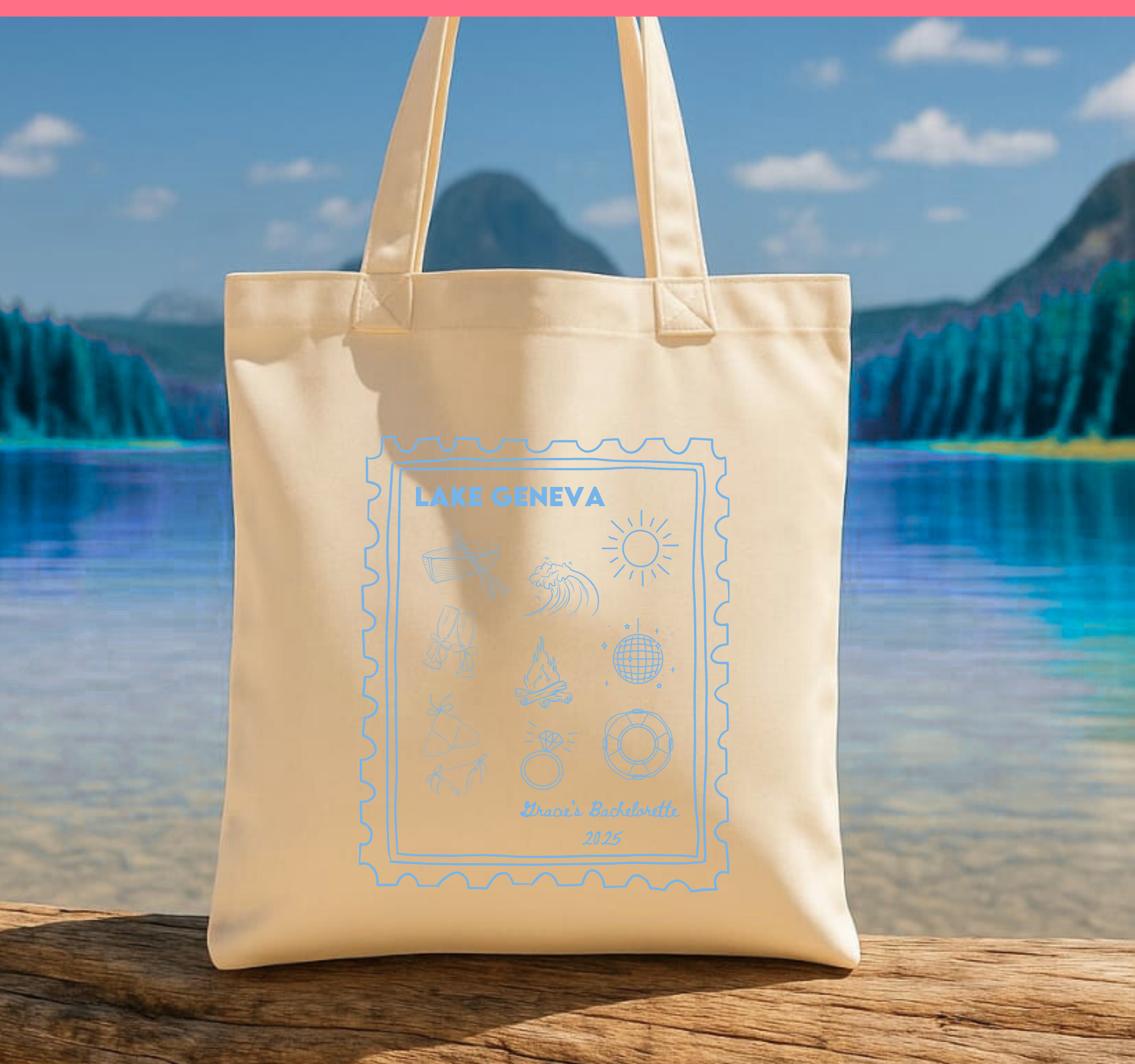 Lake Geneva Tote Personalized Camp Bachelorette Tote