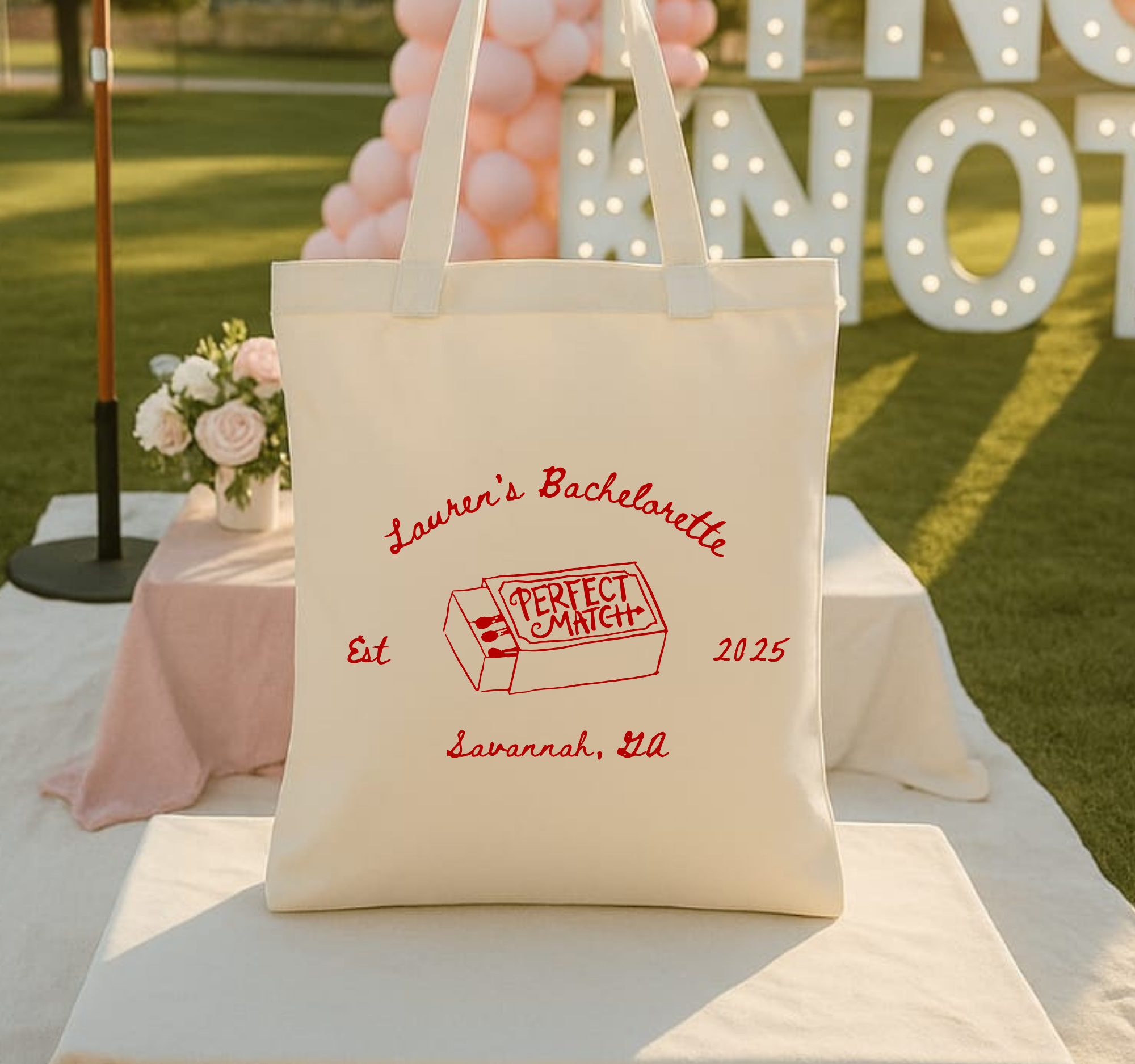 Perfect Match Bachelorette Tote Customizable Wedding Welcome Bags for Bridal Showers