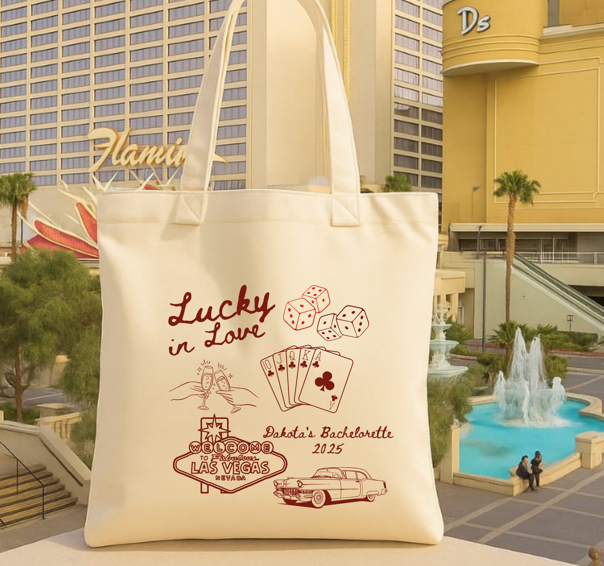 Lucky in Love Tote - Stylish Vegas Bachelorette Tote for Bridesmaids and Guests