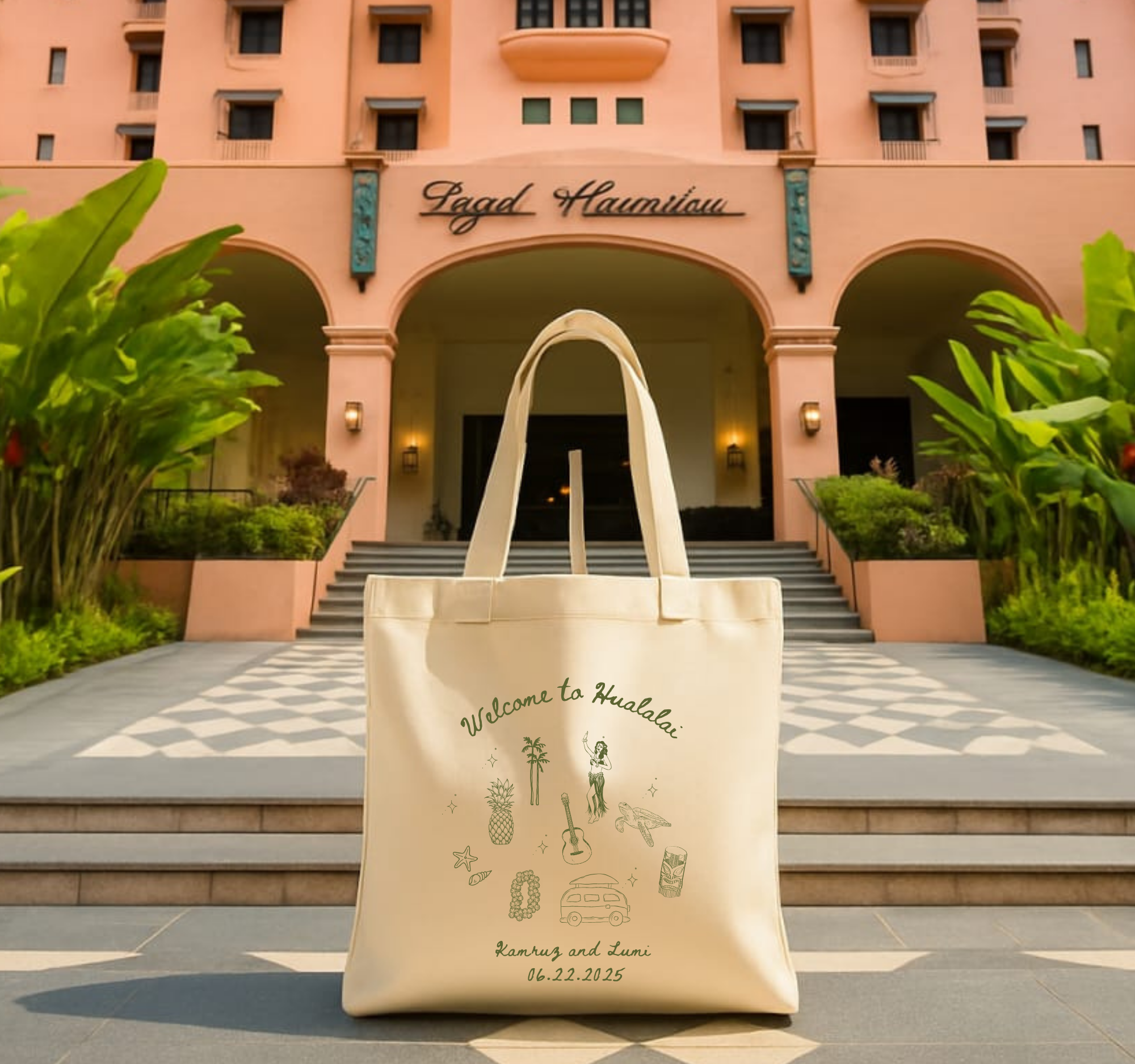 Hawaii Tote Bag - Personalized Destination Wedding Tote