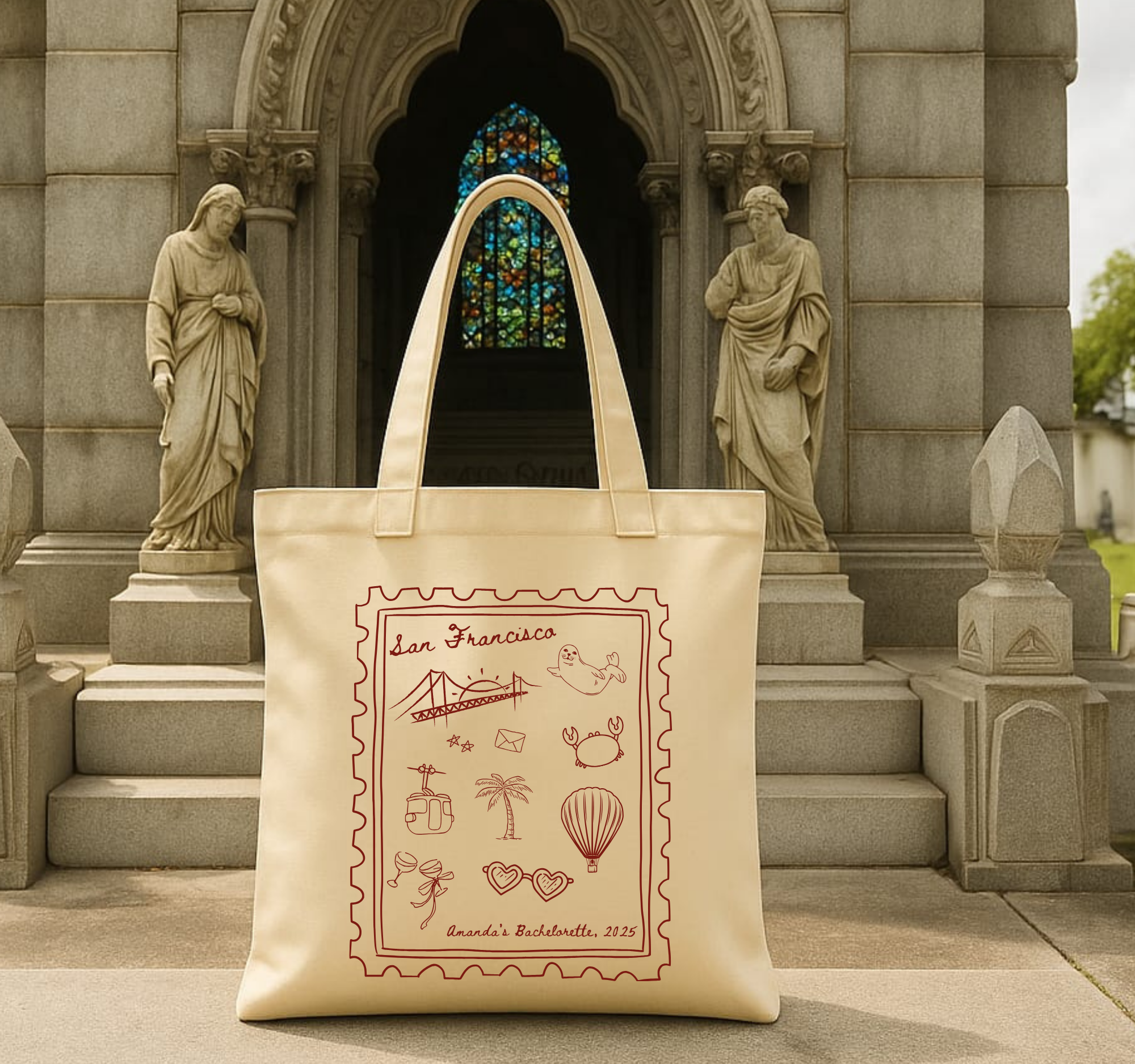 San Francisco Tote Customizable Bachelorette and Bridesmaid Bag for Memorable Girls Trip