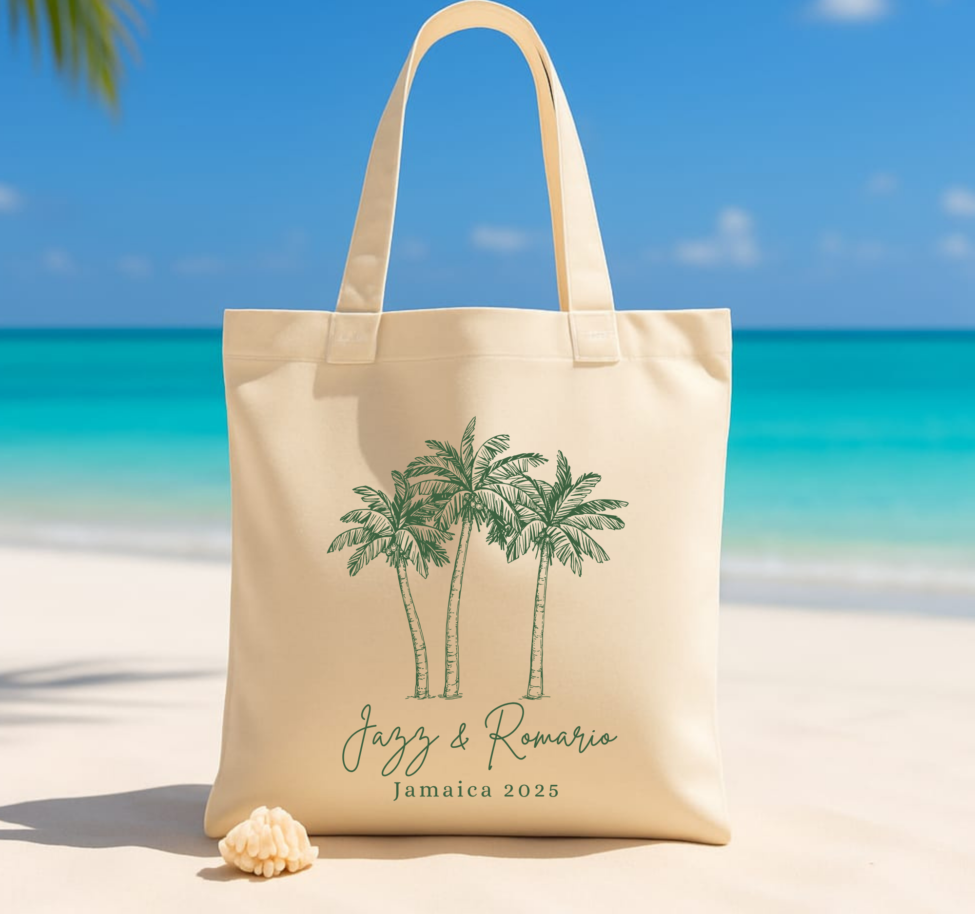 Palm Beach Wedding Tote Bag - Personalized Welcome Bag for Destination Weddings