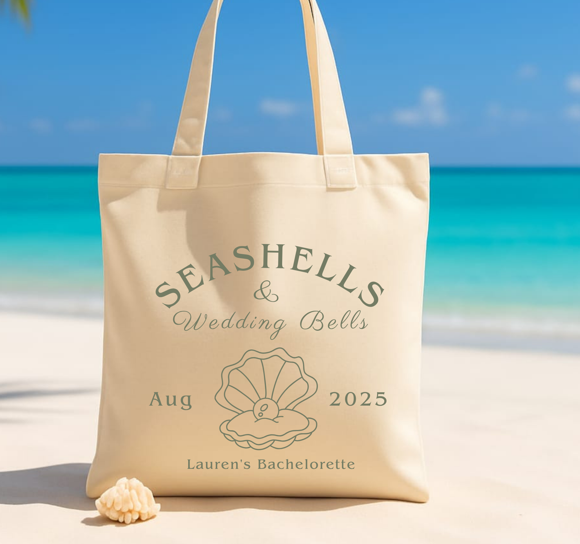 Seashells and Wedding Bells Tote - Customizable Beach Bachelorette Party Bag