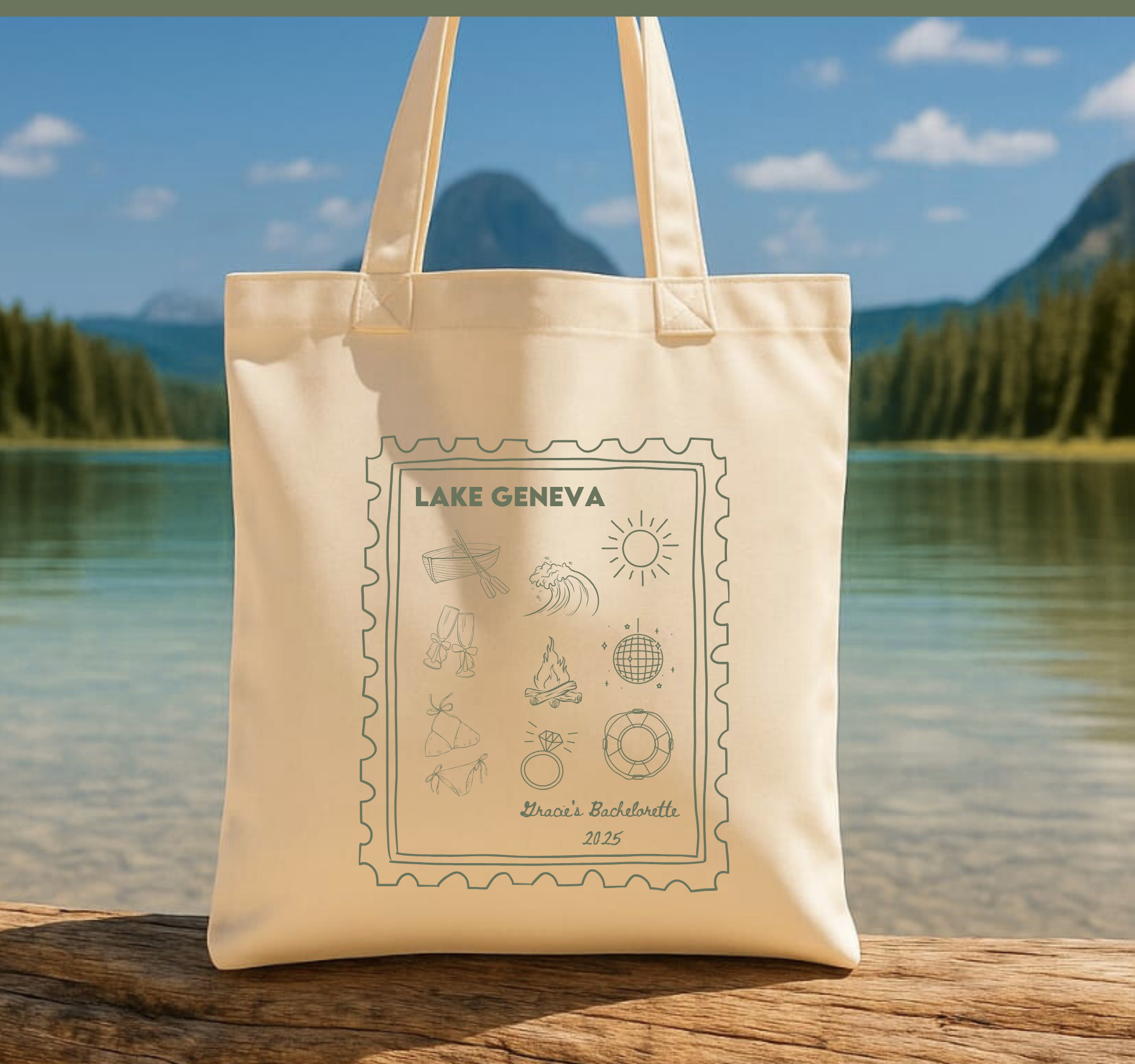 Lake Geneva Tote Personalized Bachelorette and Bridesmaid Gift Bag