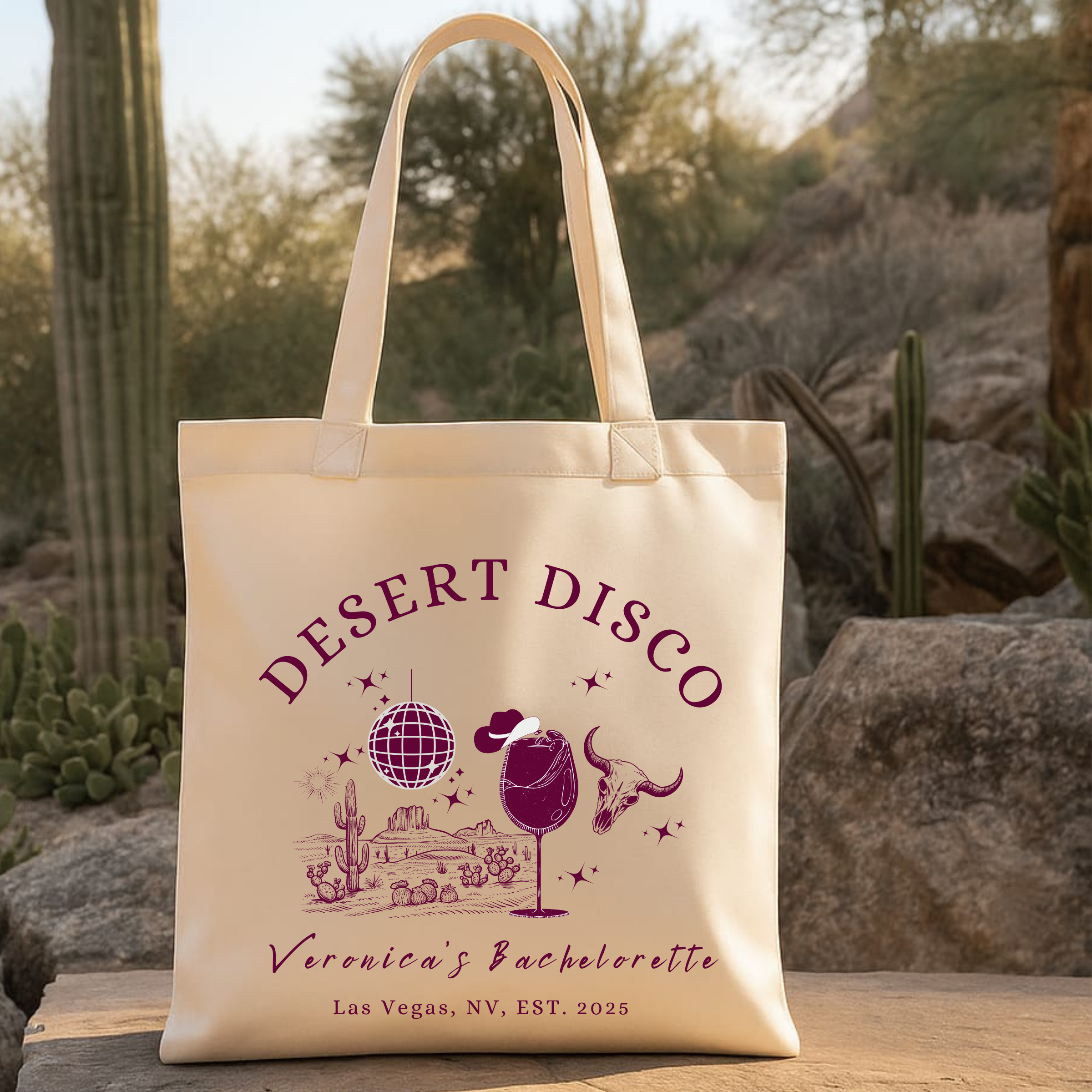Desert Disco Bachelorette Tote Bags Personalized Design for Scottsdale Parties