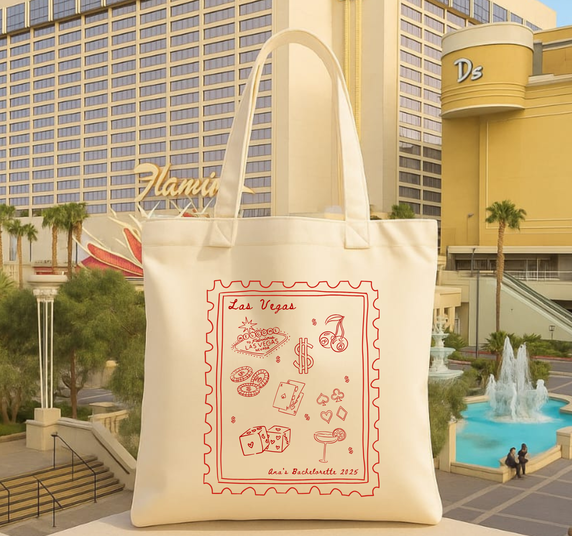Las Vegas Stamp Tote - Personalized Tote bags for party