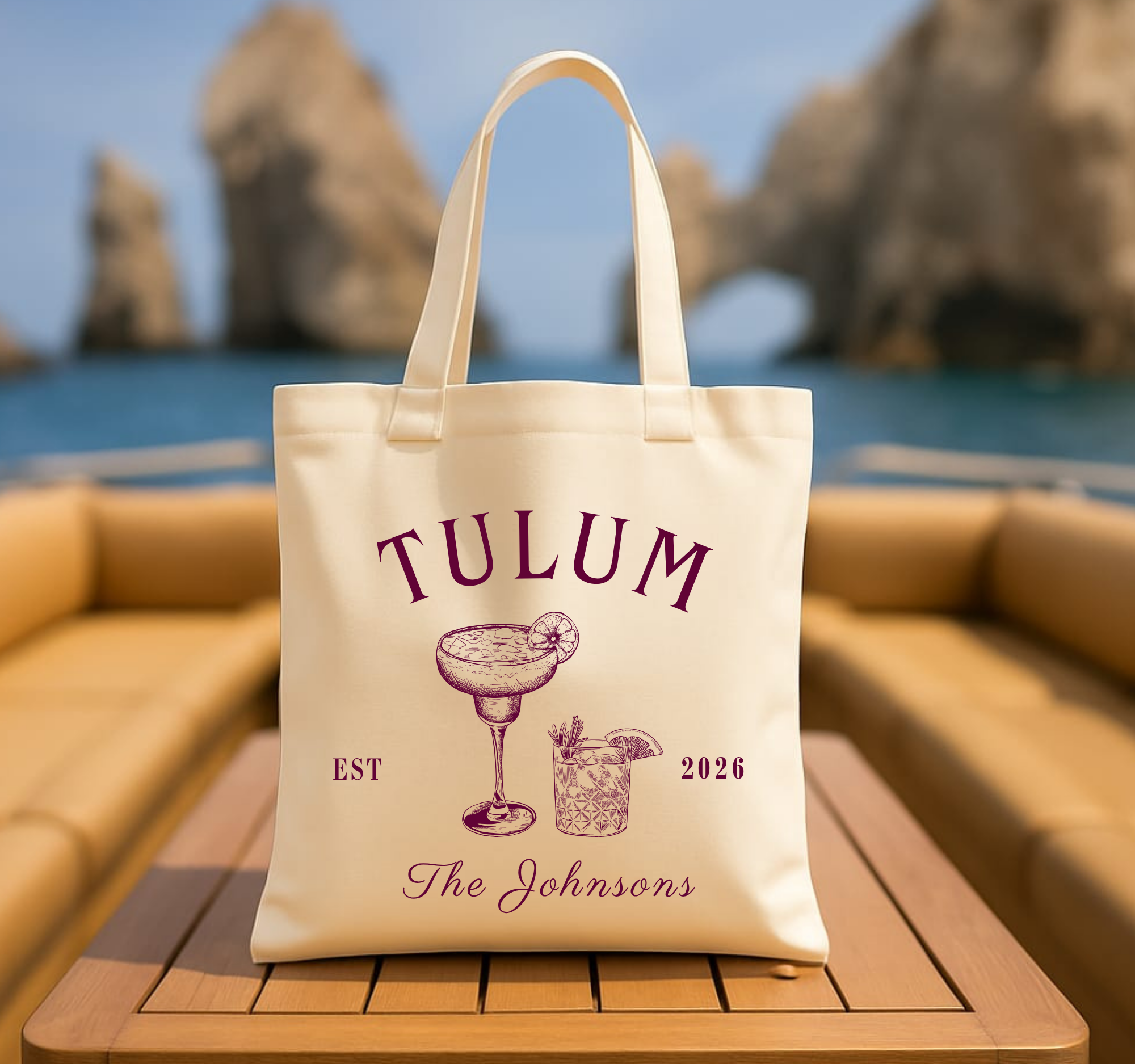 Tulum Welcome Tote - Personalized Destination Wedding Gift for Beach Weddings and Bachelorette Parties