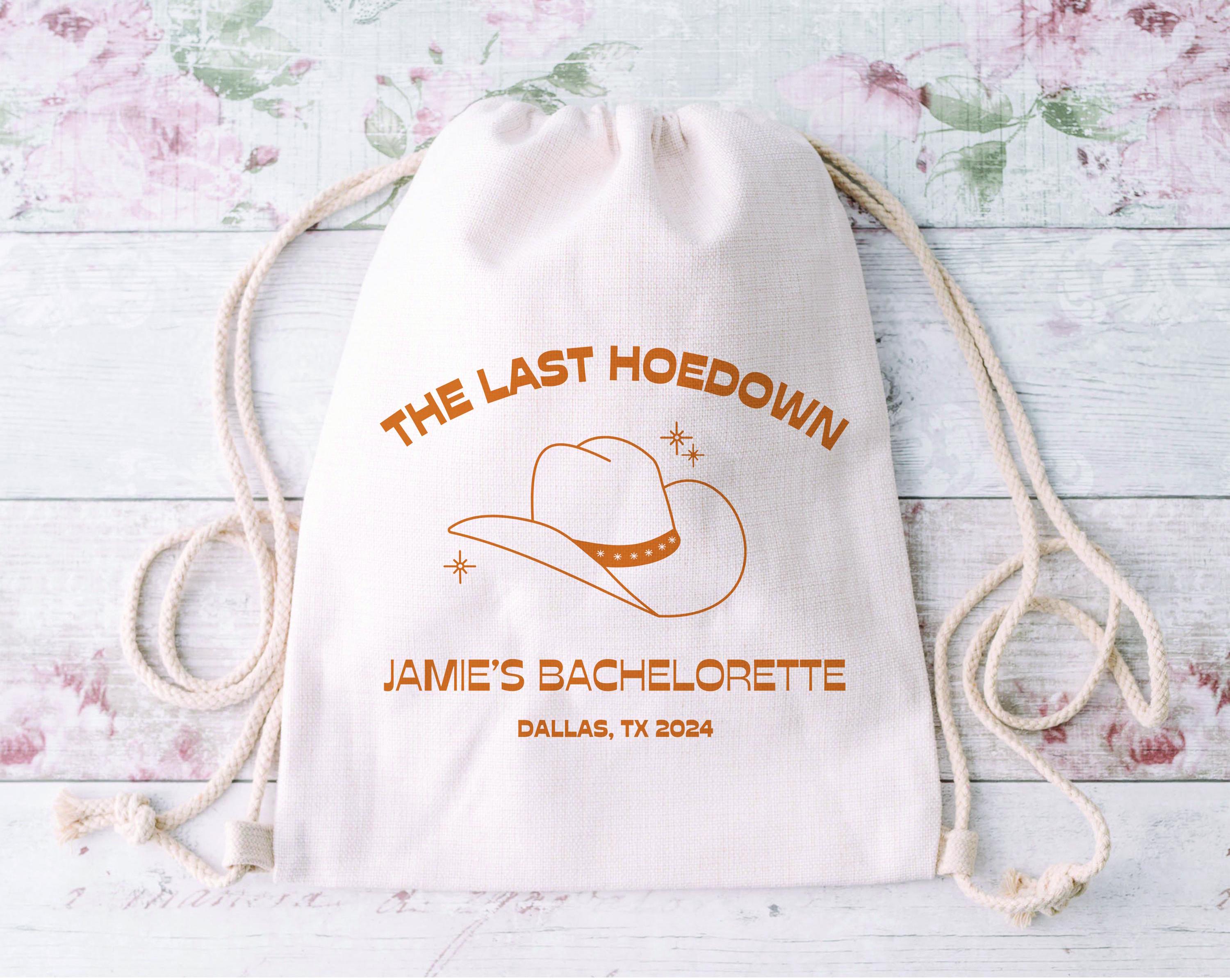 Last Hoe Down Bachelorette Party Favors Hangover Kit Drawstring Bags Bachelorette Bags Customizable Colors