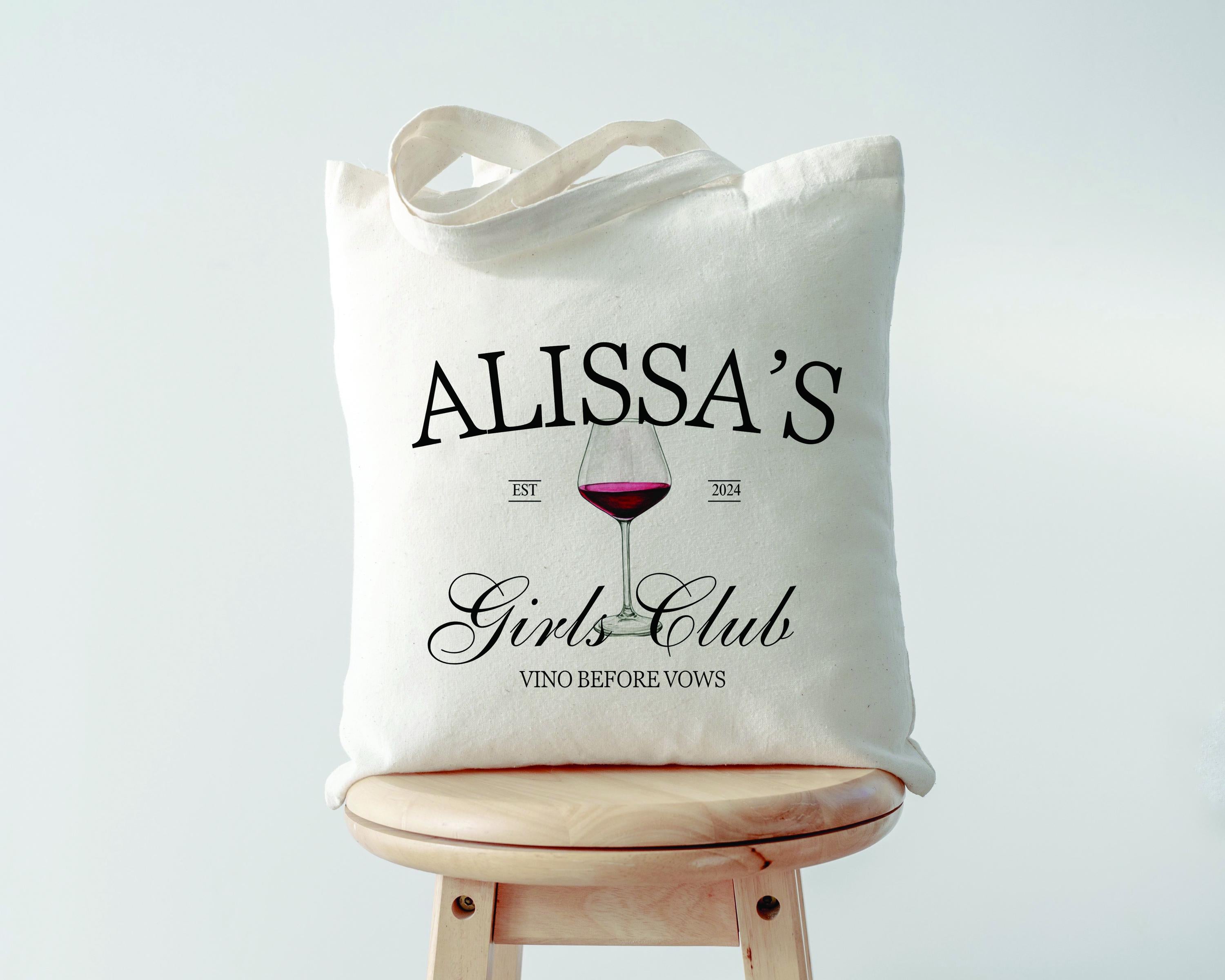 Napa Valley Bachelorette Party Favors Wine Club Tote Wine Bachelorette Totes Wine Themed Tote Winery Tote Vineyard Bachelorette
