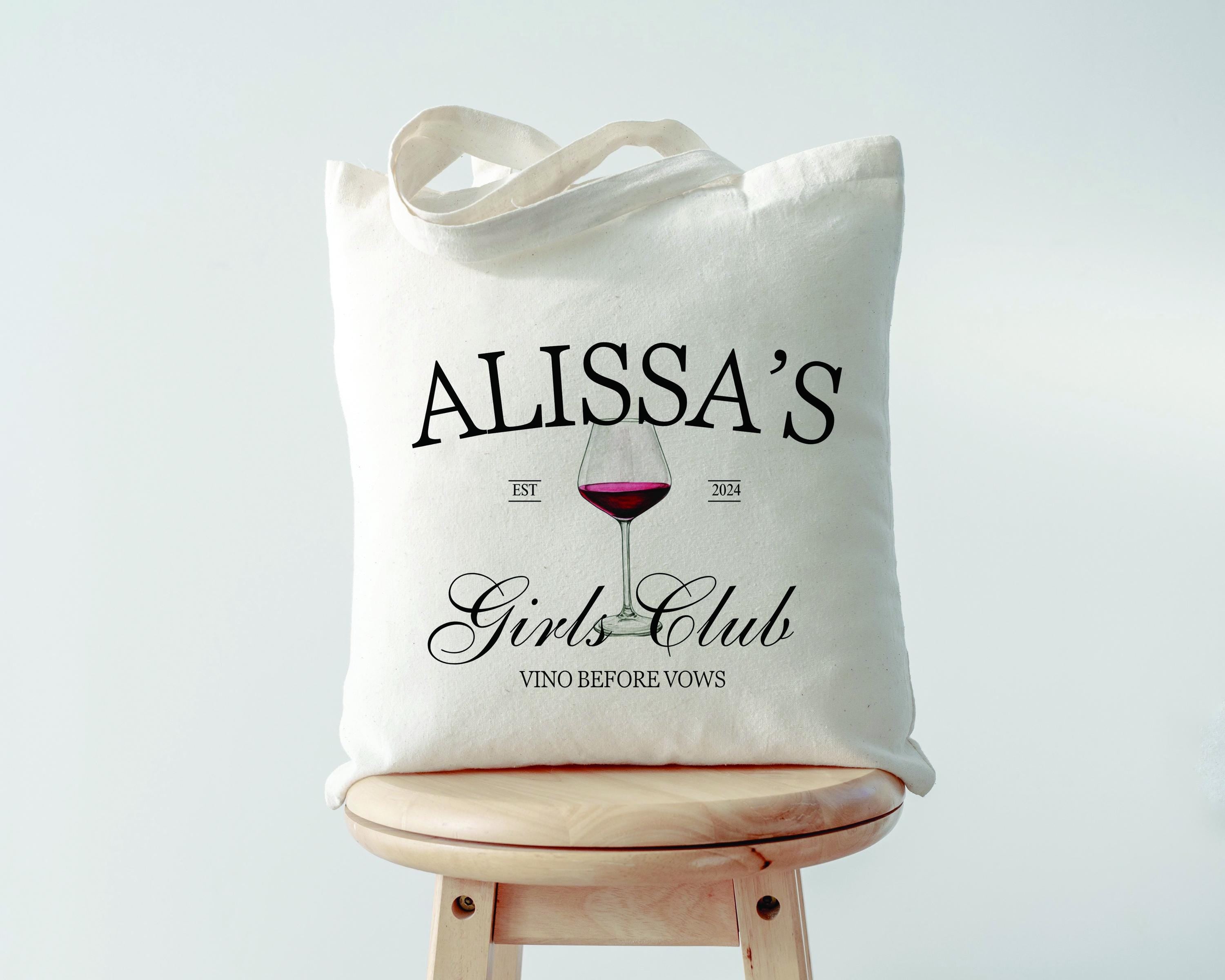 Napa Valley Club Bachelorette Tote Bag Wine Bachelorette Gift Custom Winery Bridal Shower Tote Bag