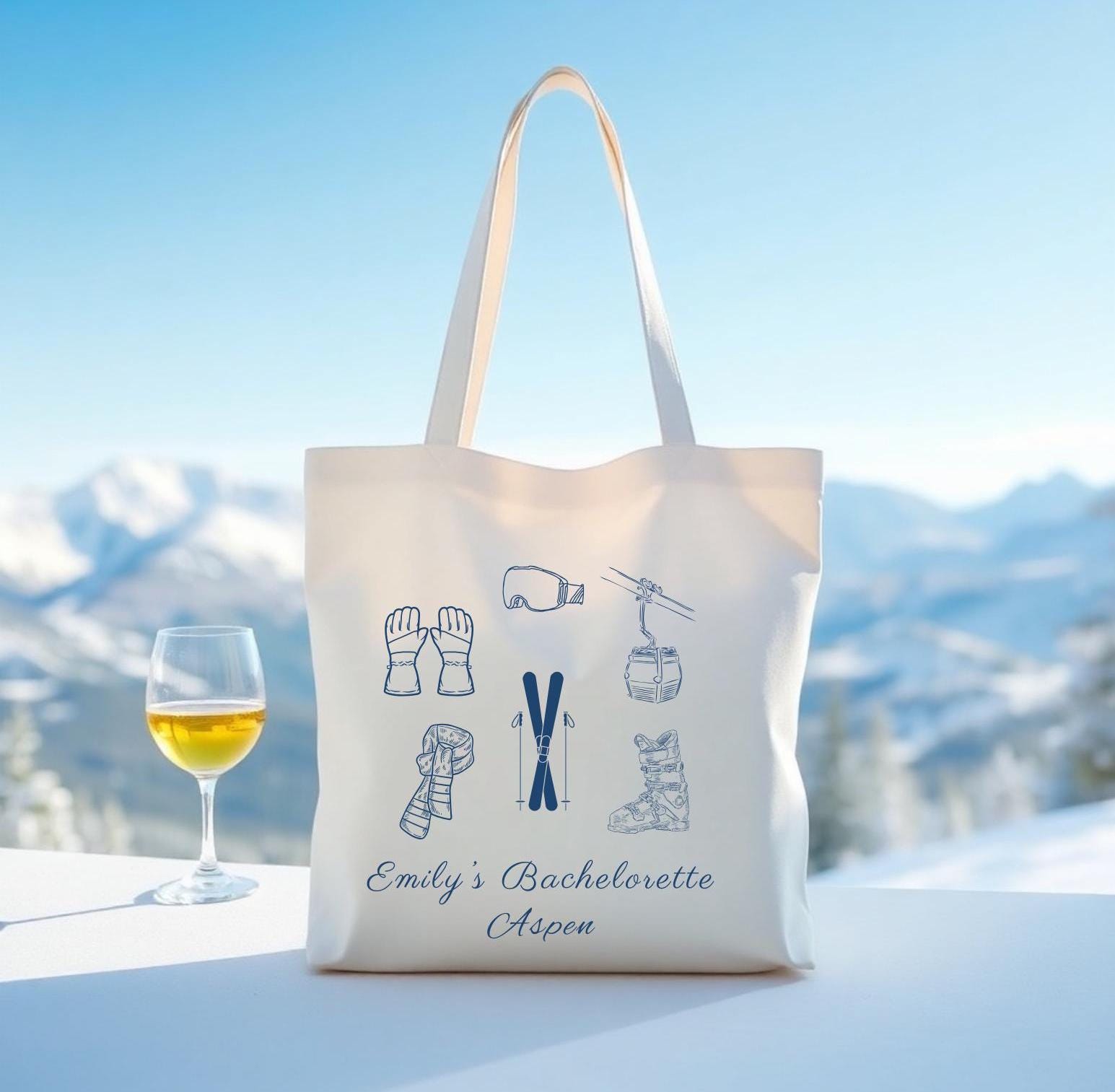 Apres Ski Tote Bag Mountain Wedding Tote Winter Bridal Party Gift Ski Bachelorette Tote Mountain Welcome Bag