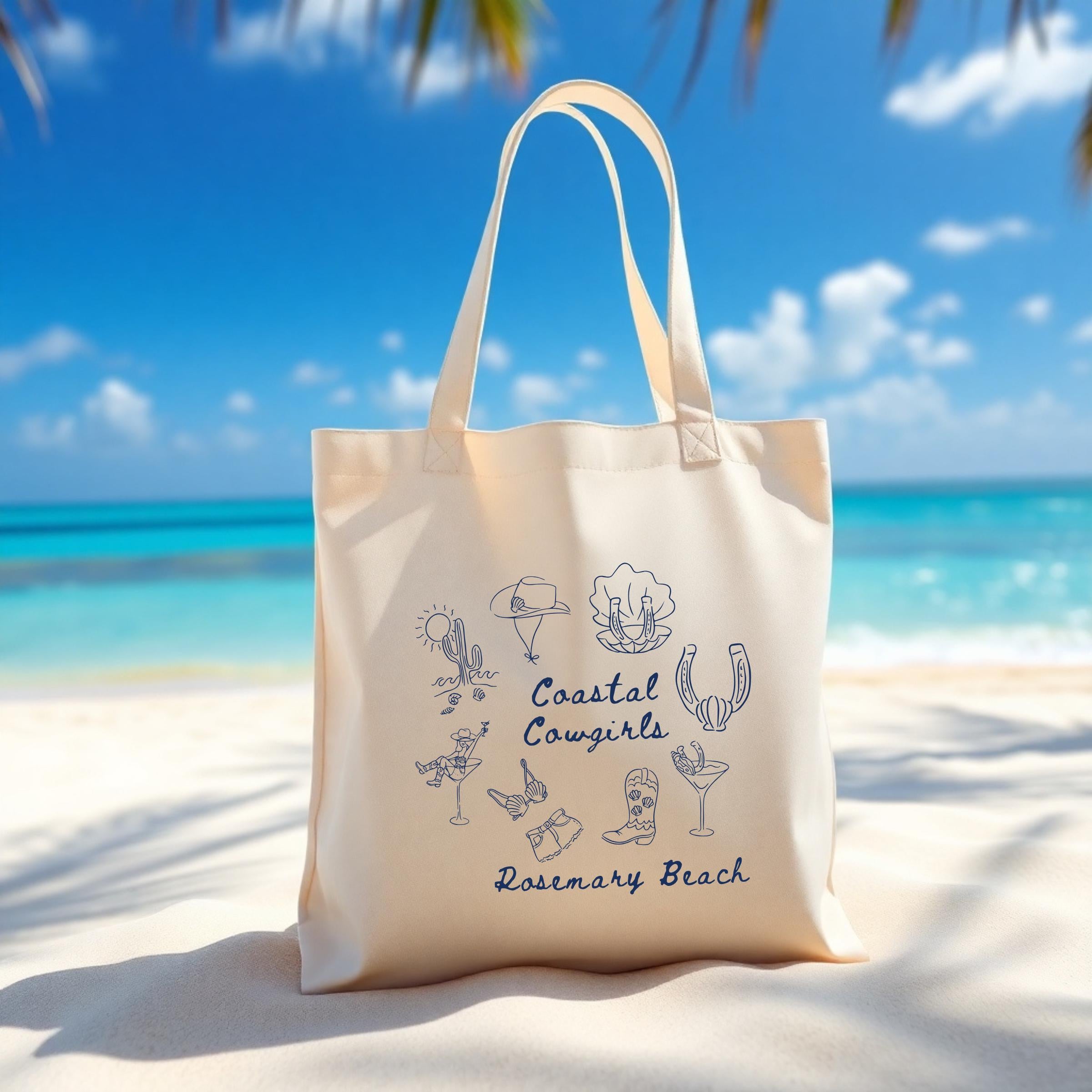 Coastal Cowgirl Bachelorette Tote Bag Personalized Bridesmaid Favor Bag for Palm Springs Bach Party