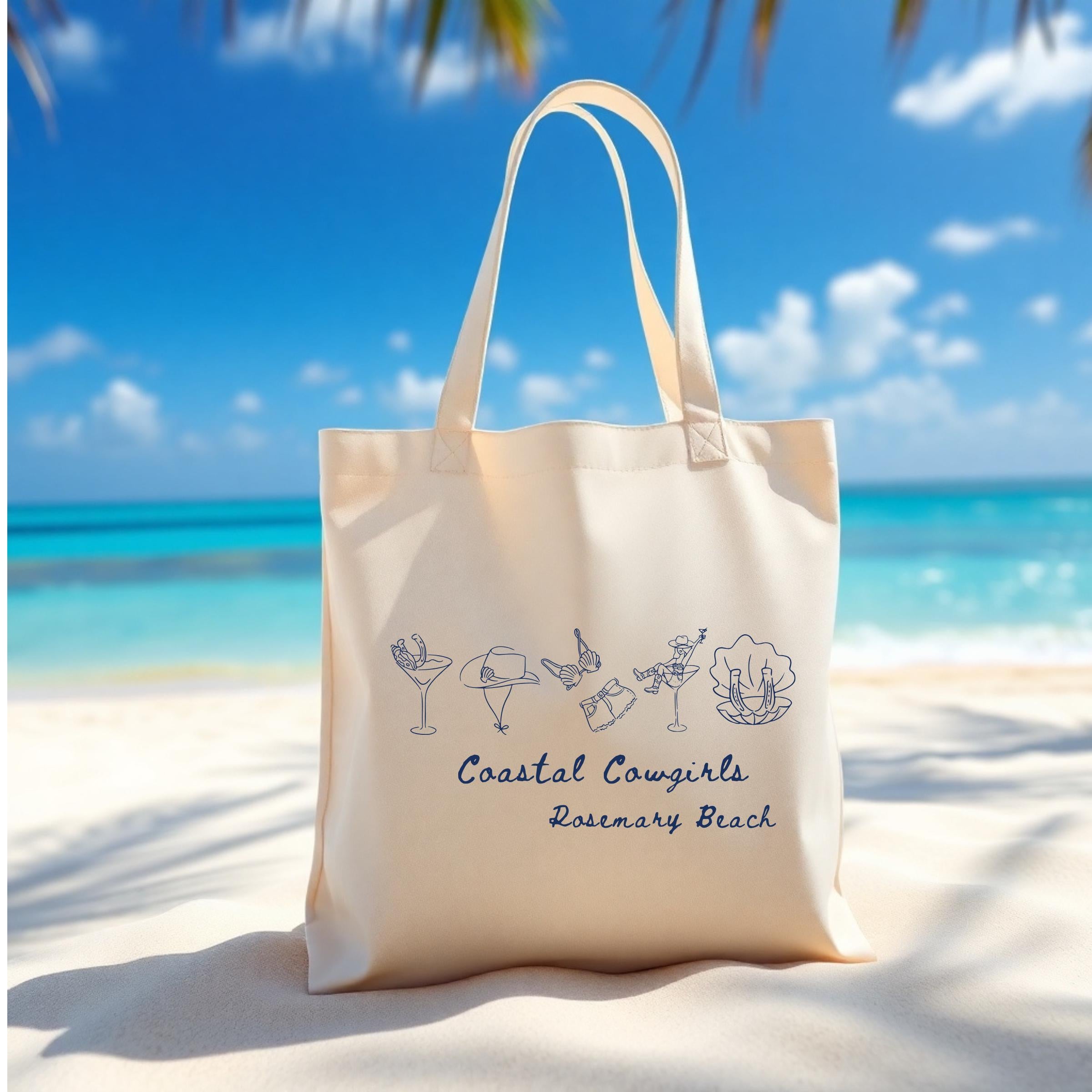 Hand Drawn Coastal Cowgirl Doodle Tote | Nashville Tote