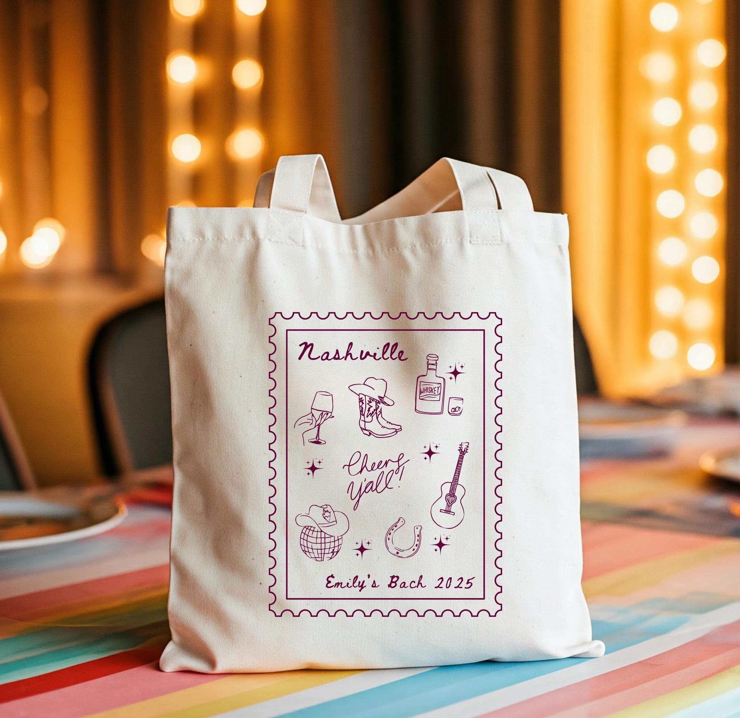 Nashville Tote Nashville Stamp Tote Bridesmaid Tote Nashville Bachelorette Favor Bridesmaids Totes Bachelorette Tote Welcome Tote
