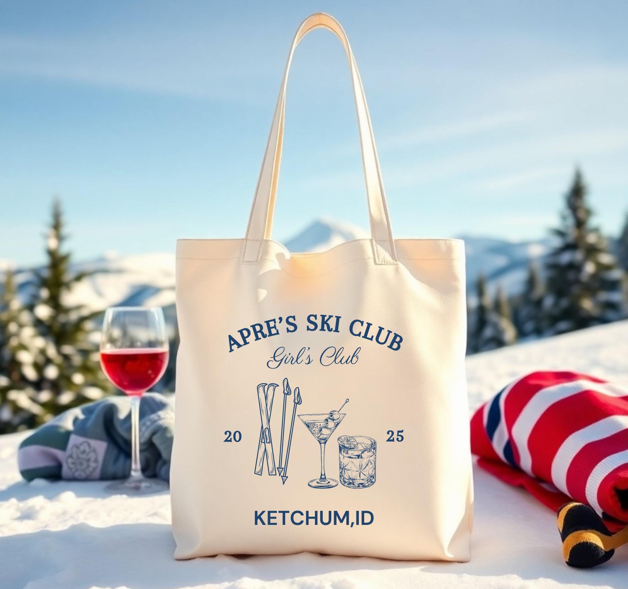 Apres Ski Tote Bag Mountain Wedding Tote Apres Ski Club Bachelorette Bridal Party Gift Ski Bachelorette Tote Mountain Welcome Bag